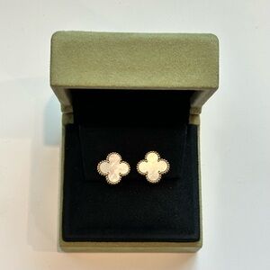 Van Cleef & Arpels Vintage Alhambra Pendant Earrings 18K Yellow Gold MOP VCA